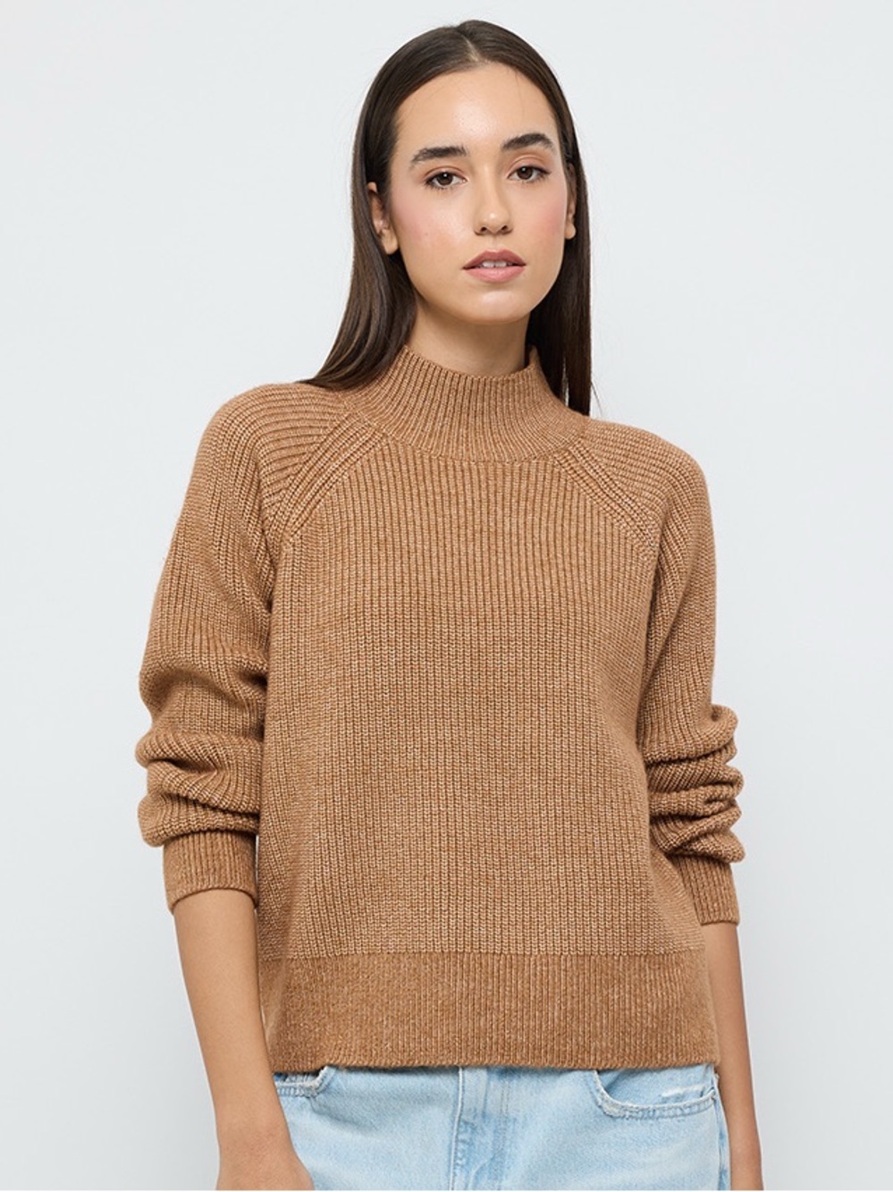 Calvin Klein Turtleneck Woolen Stitch Sweater Brown Size Medium
